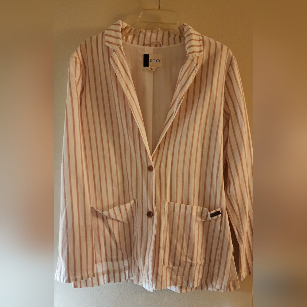 Women's Striped Linen Blazer